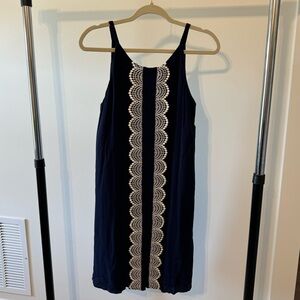 Navy Dress with White Lace | Size: Medium